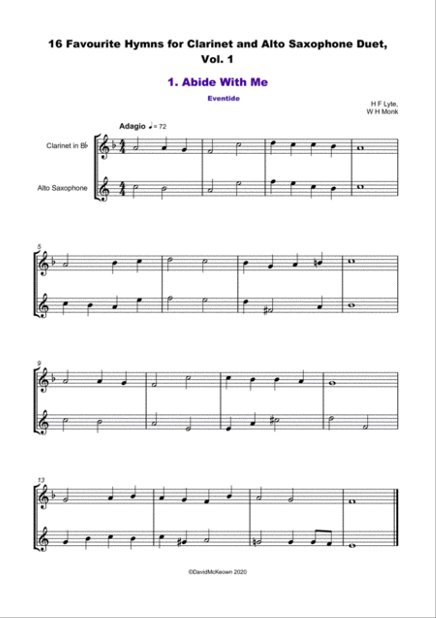 16 Favourite Hymns Vol.1 for Clarinet and Alto Saxophone Duet Woodwind Duet scores gallery preview page 2