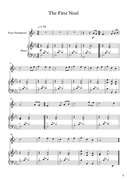 10 Christmas Songs For Tenor Saxophone & Piano