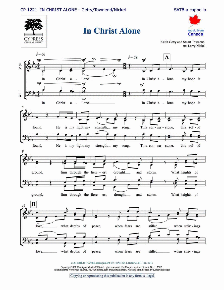In Christ Alone 4-Part scores gallery preview page 1