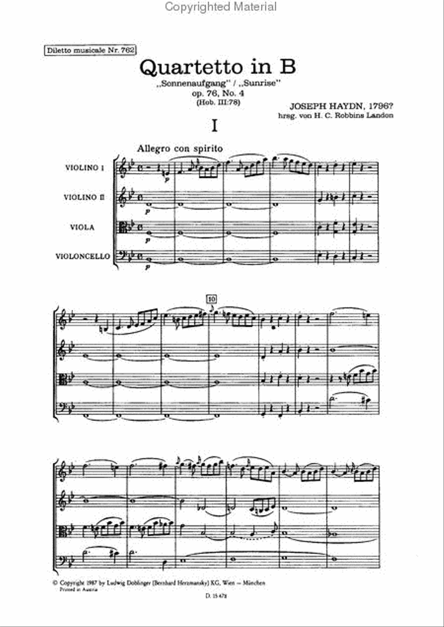 Streichquartett B-Dur op. 76 / 4 String Quartet scores gallery preview page 2