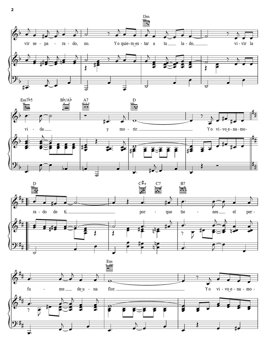 Enamorado De Ti Piano, Vocal, Guitar scores gallery preview page 2