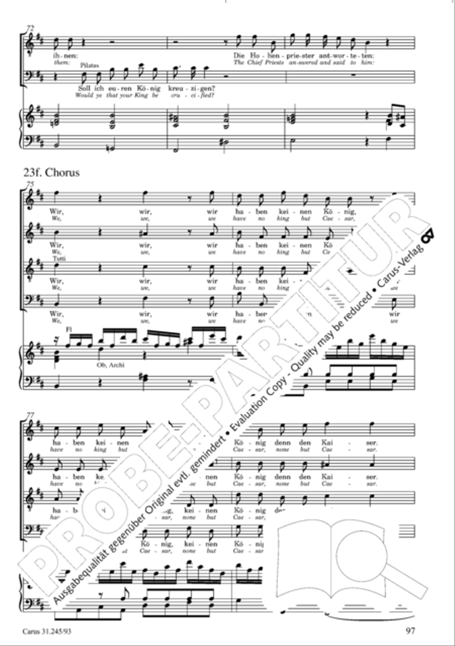 St. John Passion (Johannes-Passion) 4-Part scores gallery preview page 98