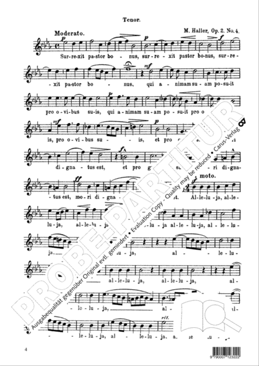 Surrexit pastor bonus (The shepherd blest is risen) 4-Part scores gallery preview page 5