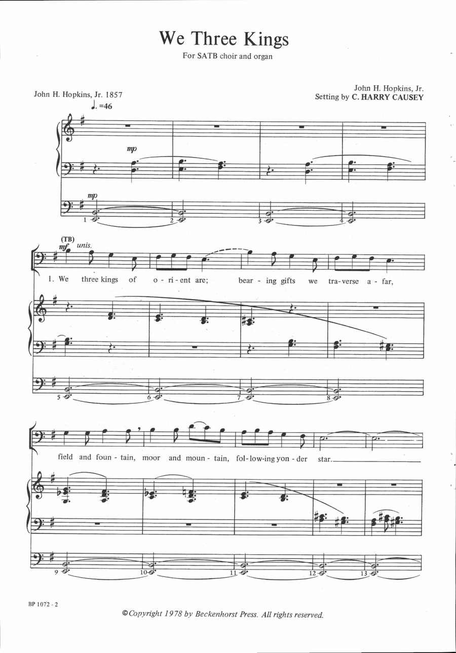 We Three Kings 4-Part scores gallery preview page 2