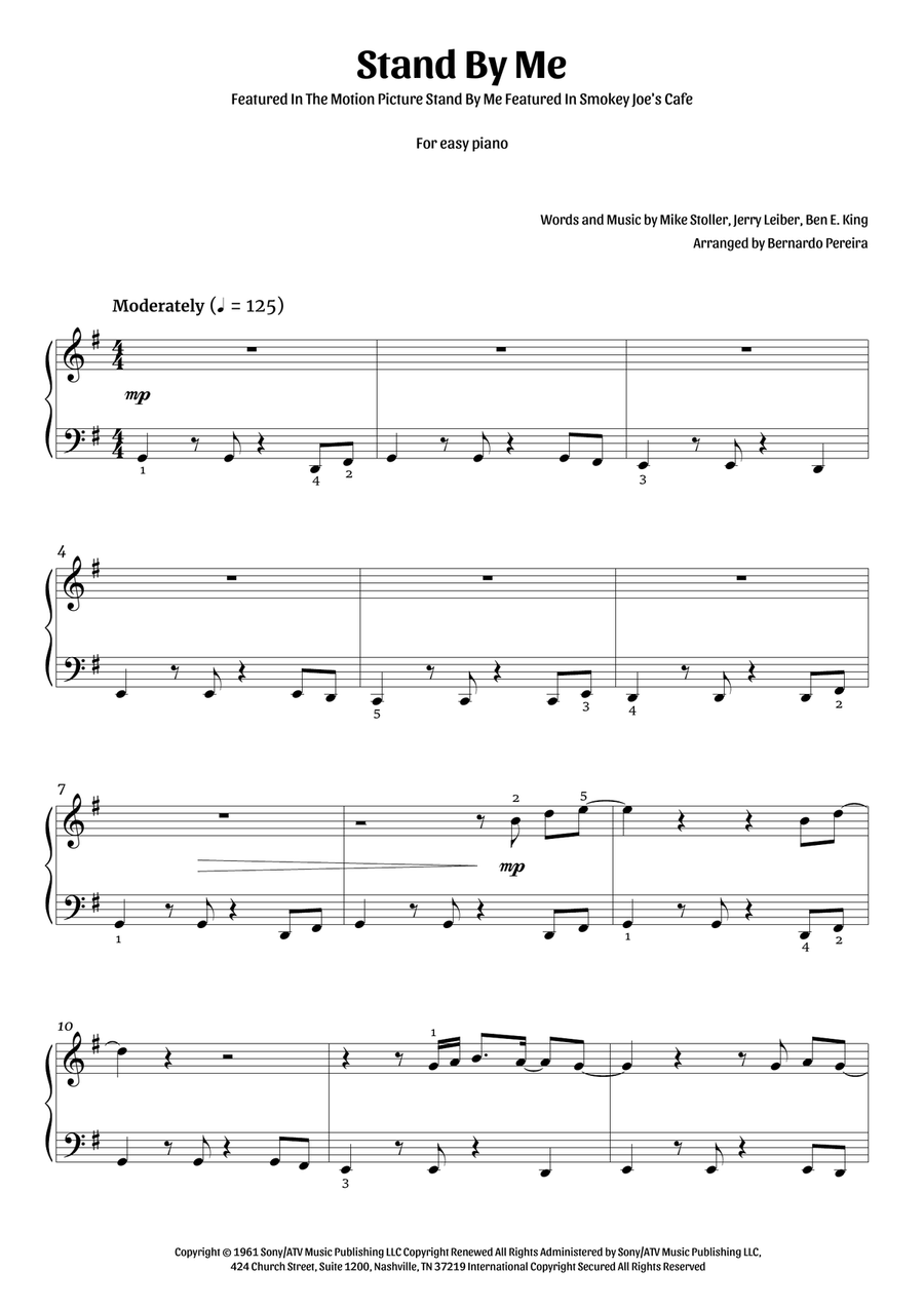 Stand By Me Easy Piano scores gallery preview page 1