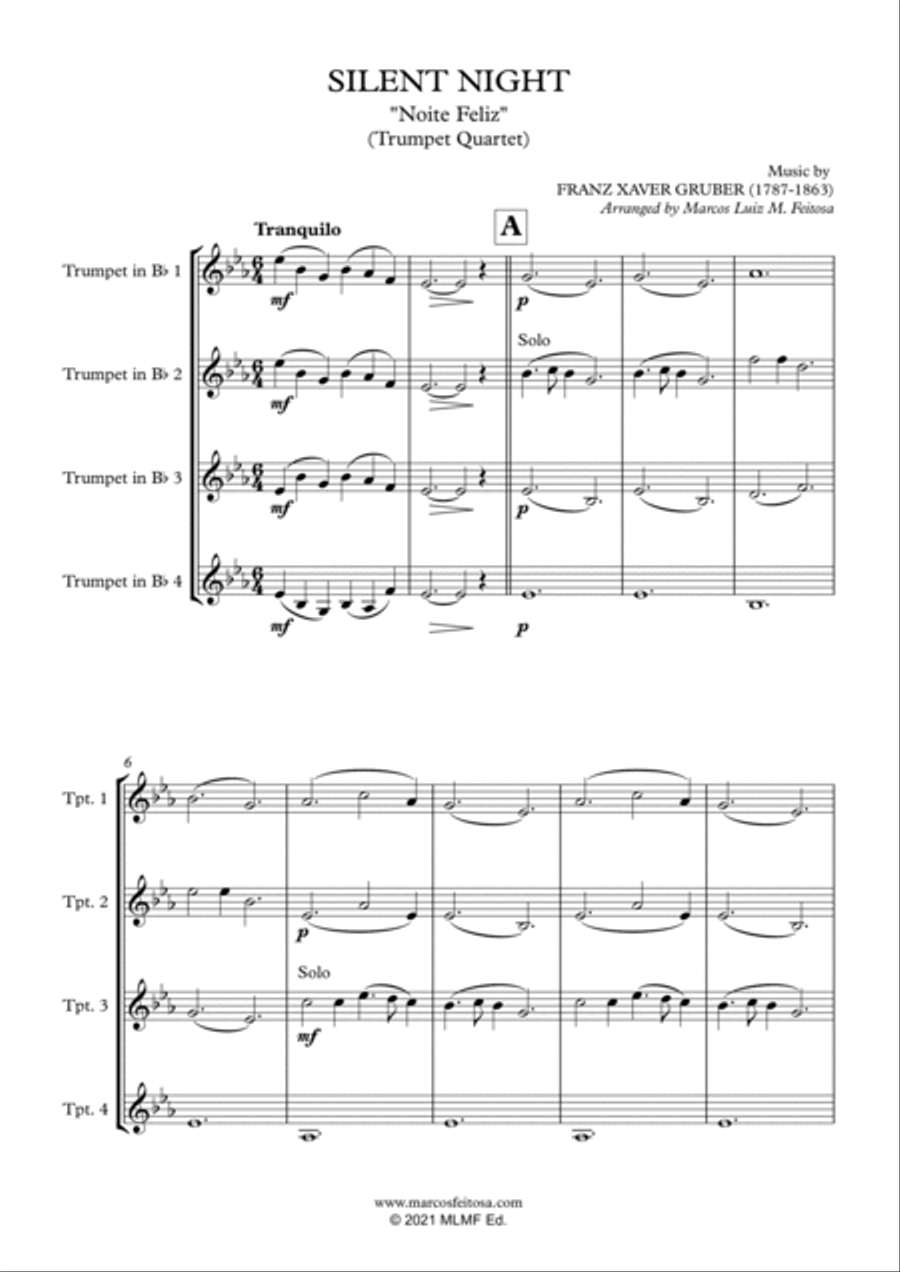 Silent Night - Trumpet Quartet Brass Ensemble scores gallery preview page 3