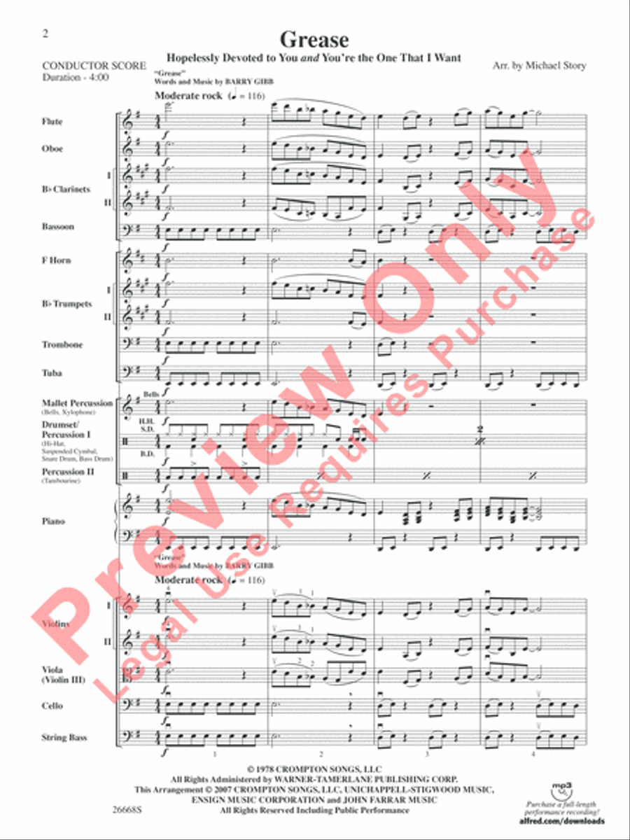 Grease Grease Full Orchestra scores gallery preview page 3