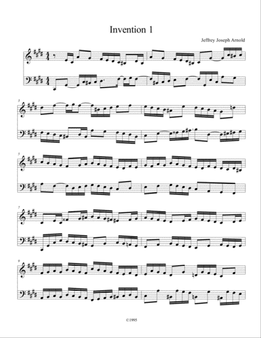 Two part Invention No. 1 in C# Minor of Jeffrey Joseph Arnold (Classical-style) Piano Method scores gallery preview page 1