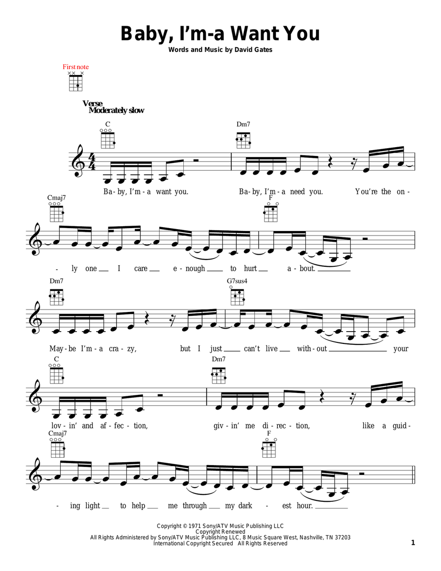 Baby, I'm-A Want You Baby, I'm-A Want You Ukulele scores gallery preview page 1