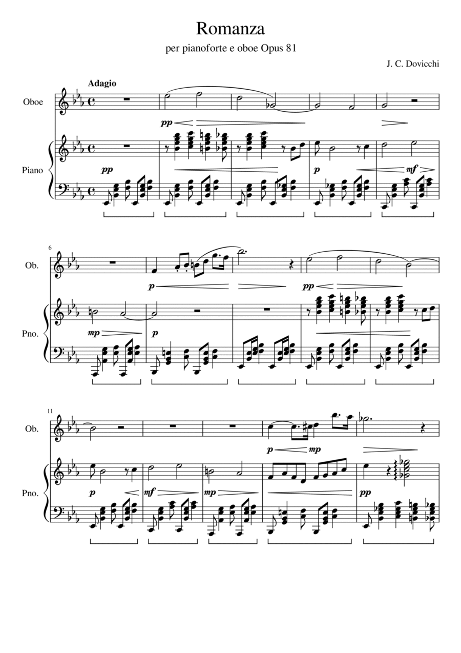Romance Opus 81 for piano and oboe Woodwind Duet scores gallery preview page 1