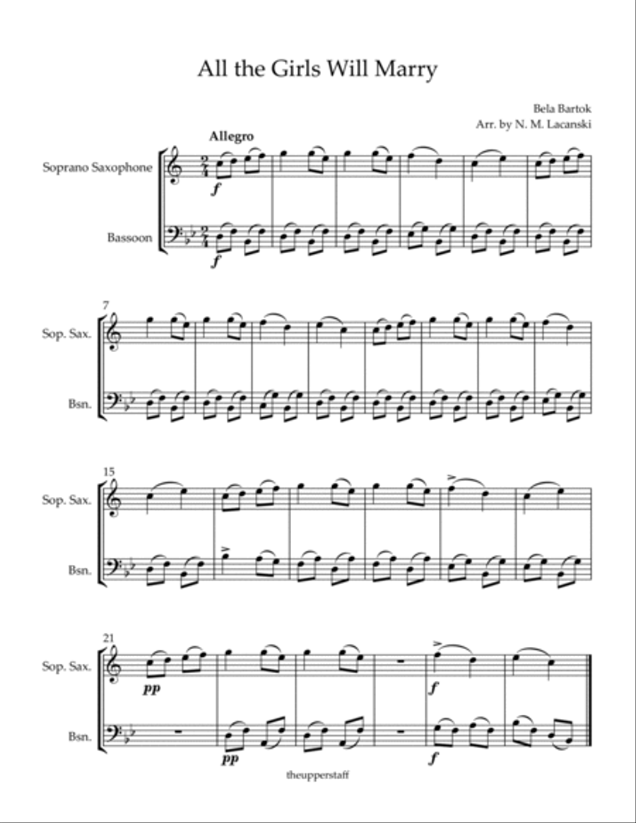 All the Girls Will Marry Woodwind Duet scores gallery preview page 2