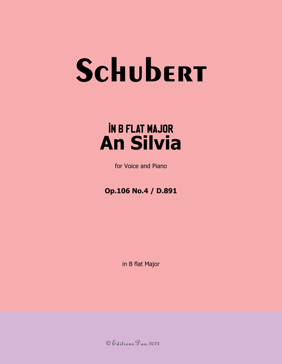 An Silvia, by Schubert, D.891, in B flat Major Voice scores gallery preview page 1
