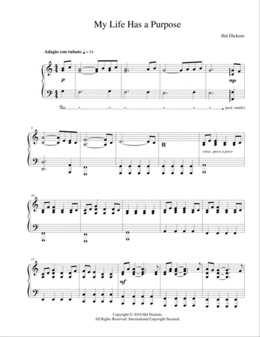 My Life Has A Purpose Piano Solo scores gallery preview page 1