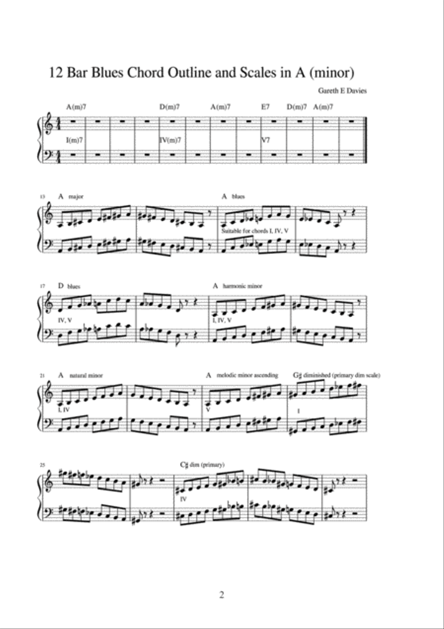 12 Bar Blues Chord Outlines and Scales Piano Method scores gallery preview page 2