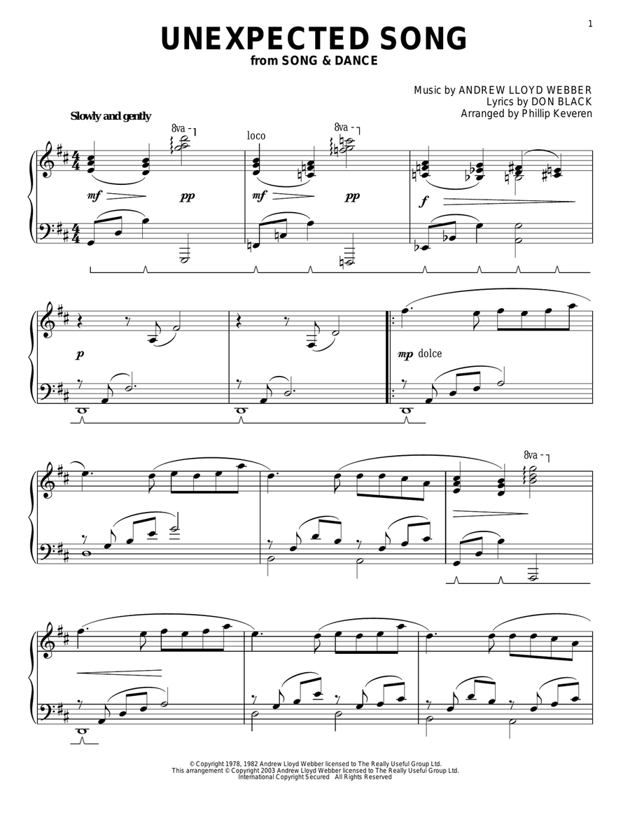 Unexpected Song (from Song & Dance) (arr. Phillip Keveren) Piano Solo scores gallery preview page 1