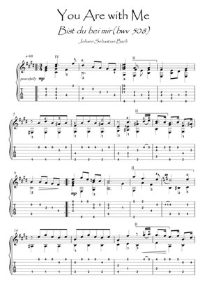 Book cover for Bach for Guitar You Are With Me BWV 508 guitar solo