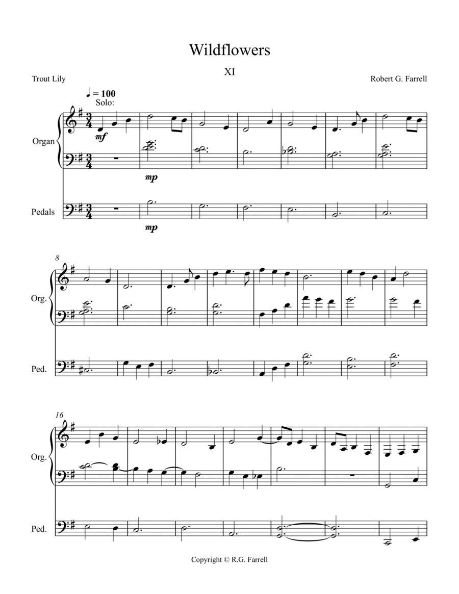 Wildflowers #11 Organ Solo scores gallery preview page 1