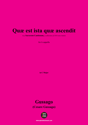 Book cover for Gussago-Quæ est ista quæ ascendit,for A cappella