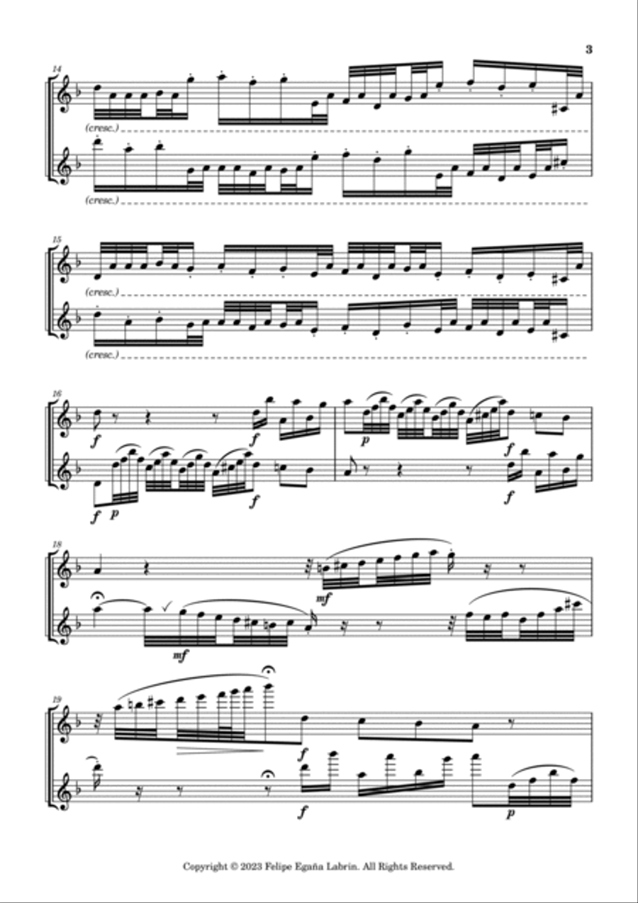Toccata and Fugue in d minor BWV 565 Flute Duet scores gallery preview page 3