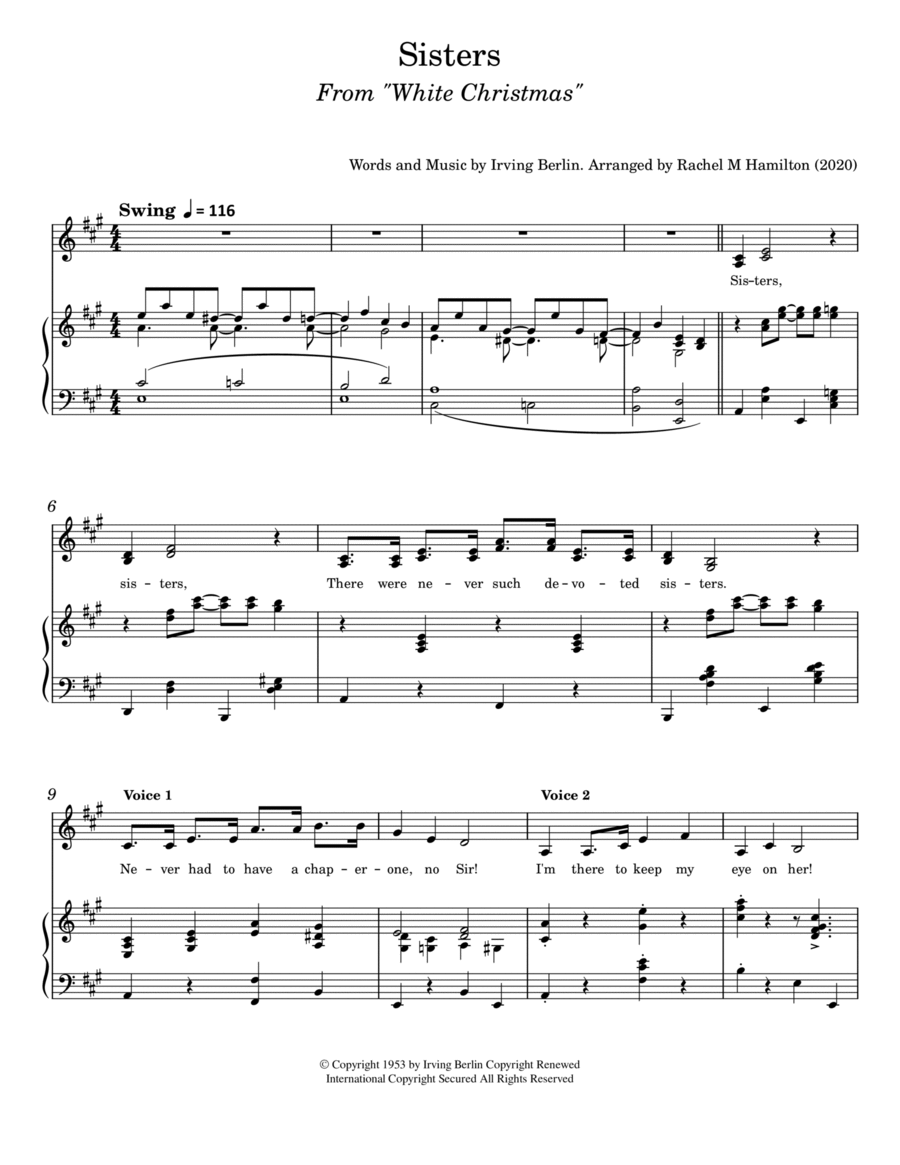 Sisters Medium Voice scores gallery preview page 1