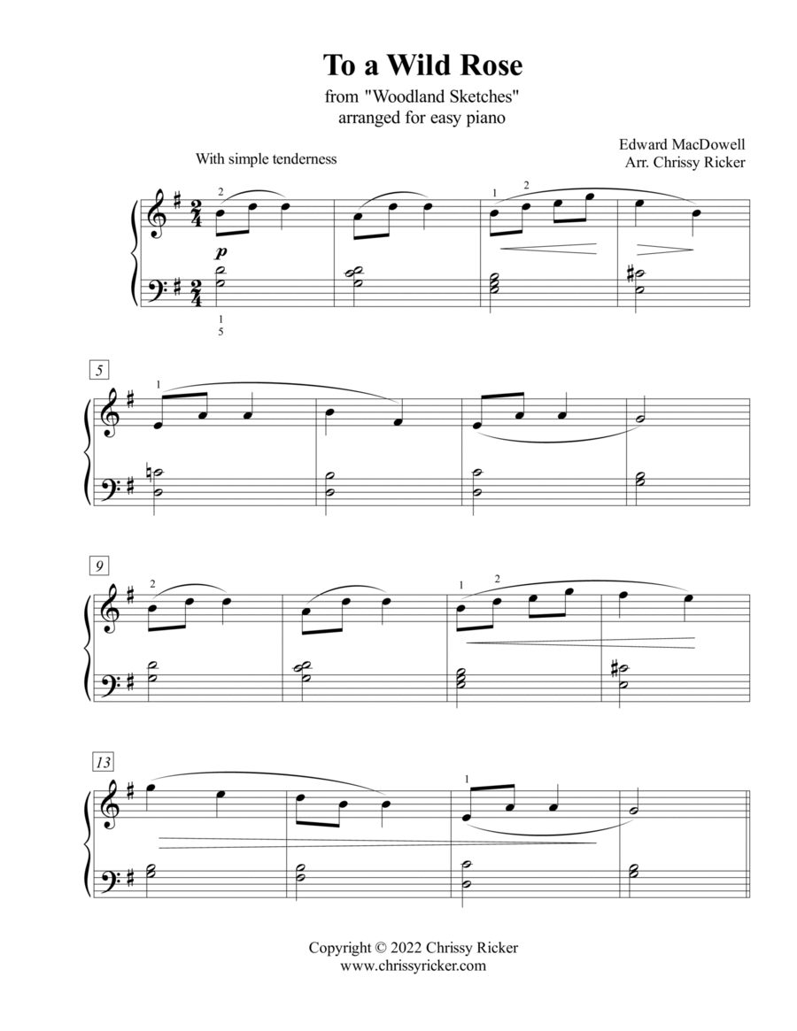 To a Wild Rose - easy piano Piano Method scores gallery preview page 1