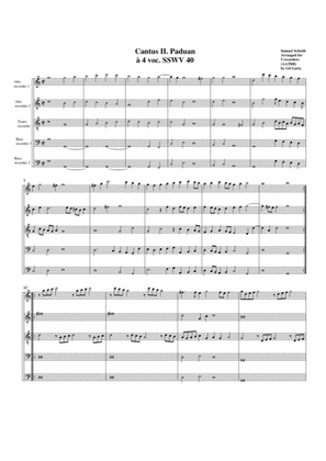 Book cover for Paduan no.2 SSWV 40 (arrangement for 5 recorders)