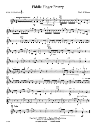 Fiddle Finger Frenzy: 3rd Violin (Viola [TC])