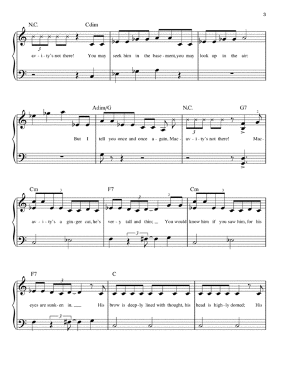Macavity: The Mystery Cat (from Cats) Easy Piano scores gallery preview page 3