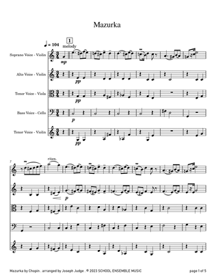 Mazurka by Chopin for String Quartet in Schools