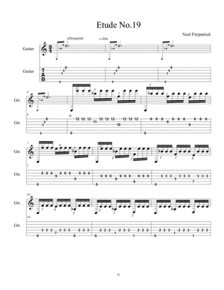 Etude No.19 For Guitar by Neal Fitzpatrick-Tablature Edition