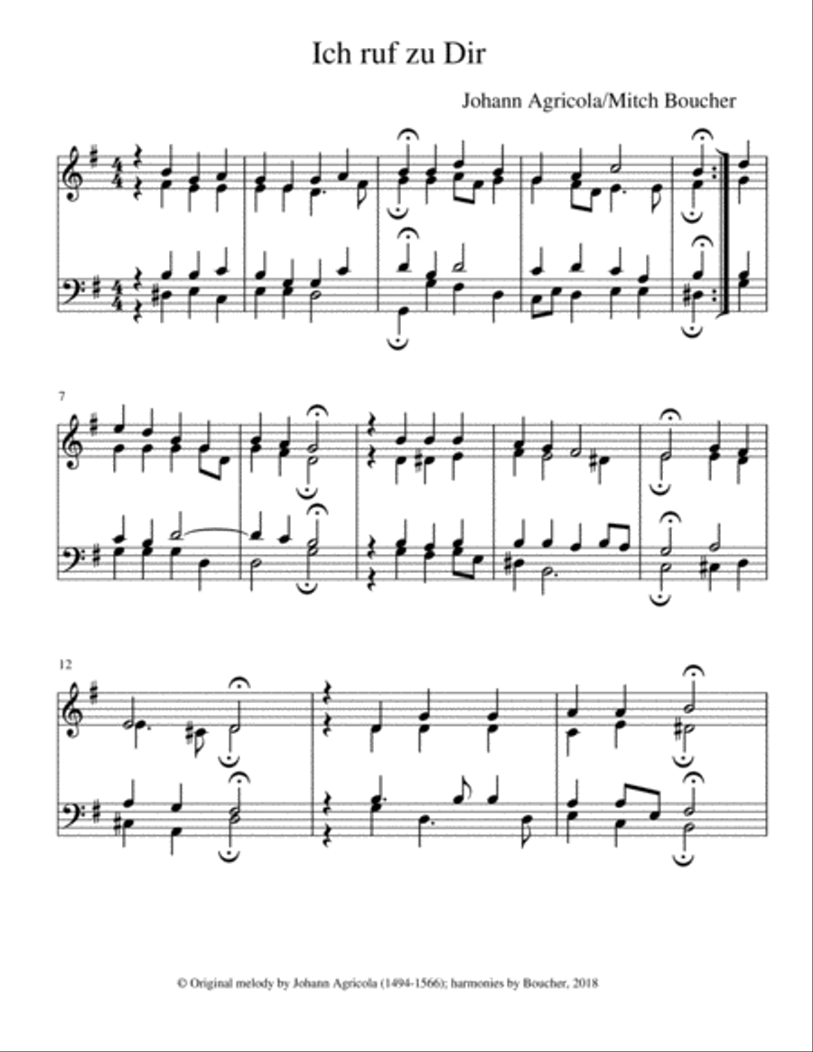 'Ich ruf zu Dir': A Simple Chorale Woodwind Quartet scores gallery preview page 1