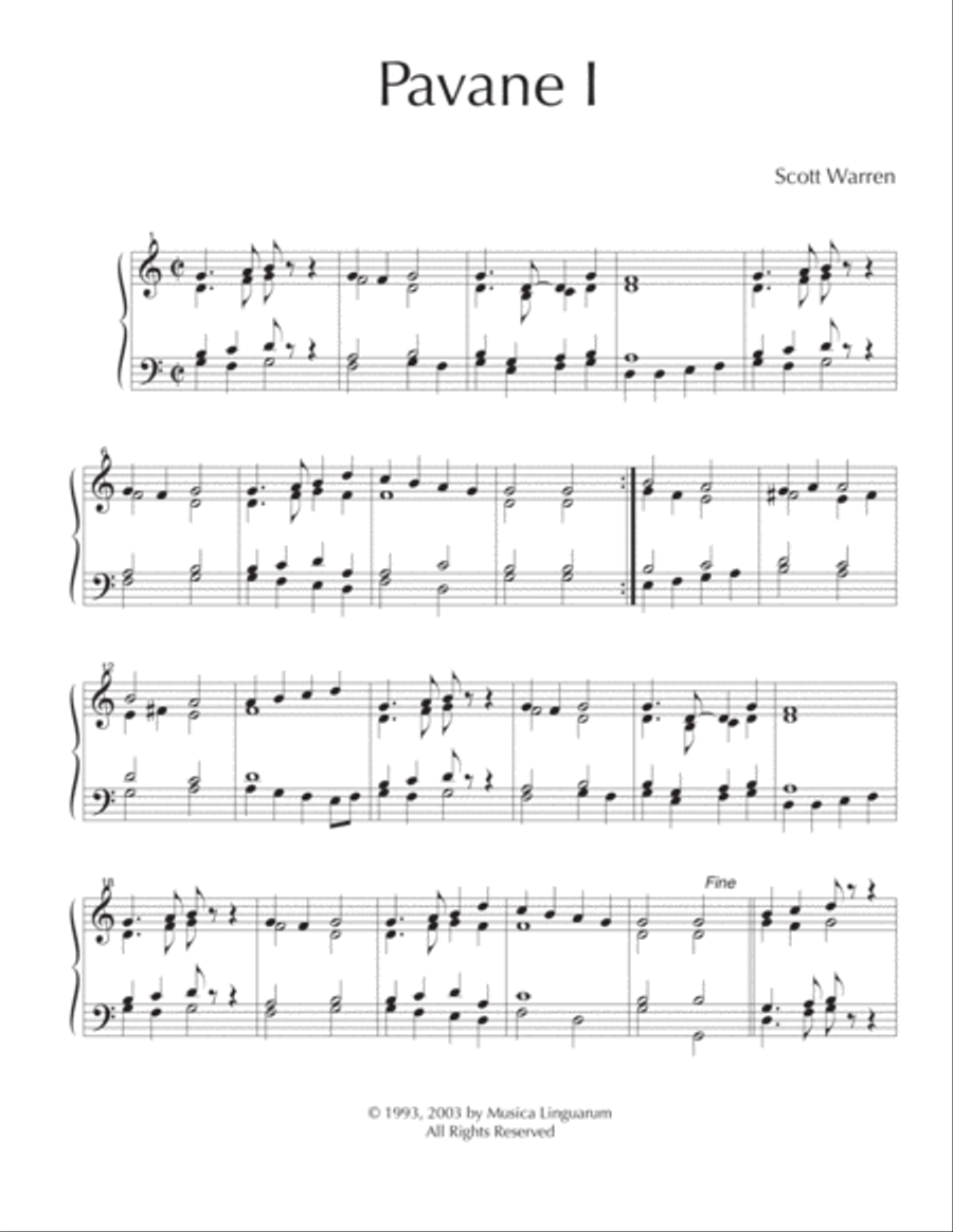 Pavane I Piano Solo scores gallery preview page 1