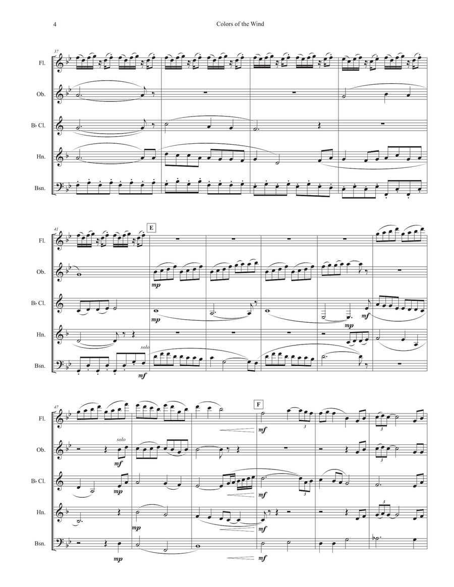 Colors Of The Wind Woodwind Quintet scores gallery preview page 4