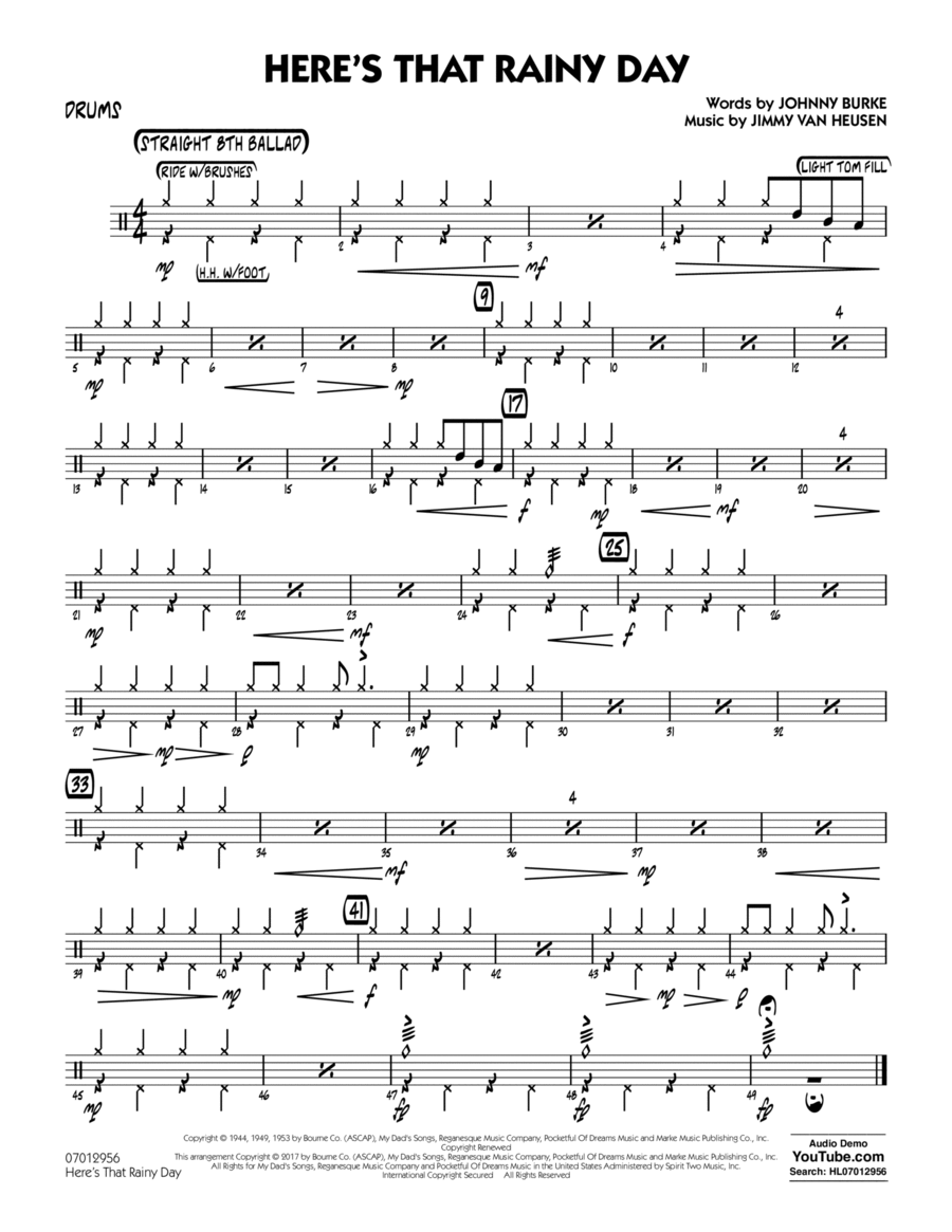 Here's That Rainy Day - Drums Drums scores gallery preview page 1