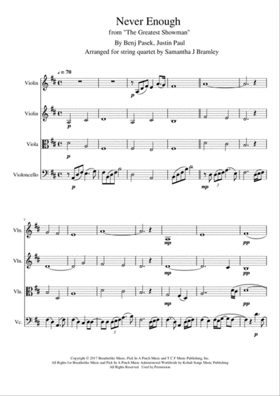 Never Enough String Quartet scores gallery preview page 1