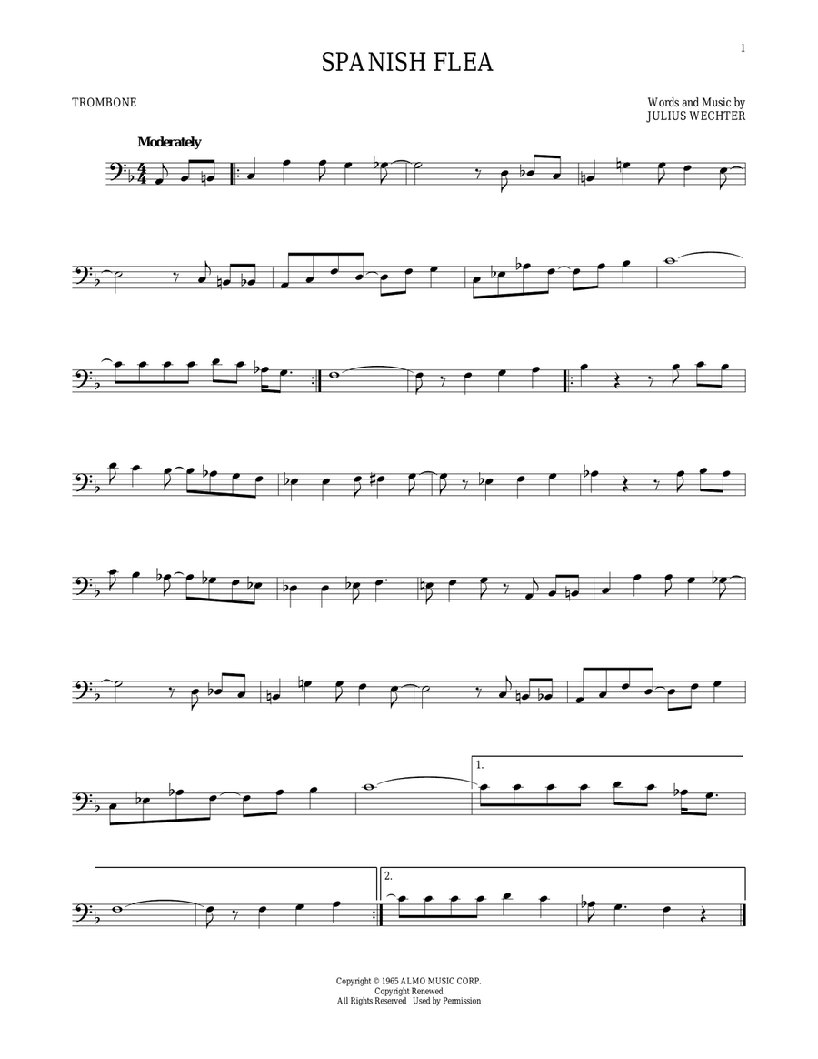 Spanish Flea Trombone Solo scores gallery preview page 1