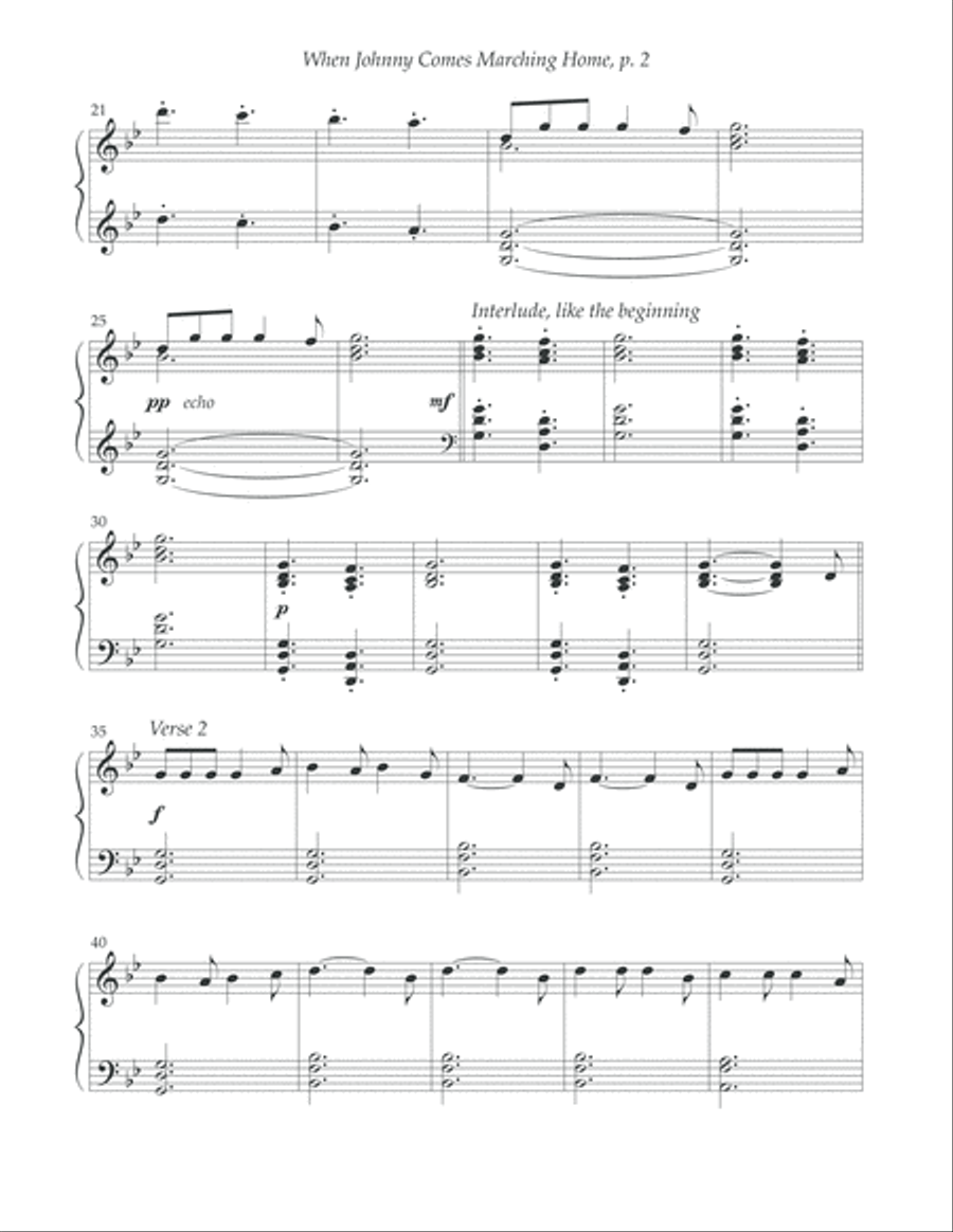 When Johnny Comes Marching Home Easy Piano scores gallery preview page 3