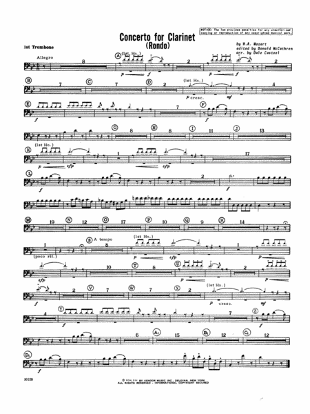 Concerto For Clarinet - Rondo (3rd Movement) - K.622 - 1st Trombone