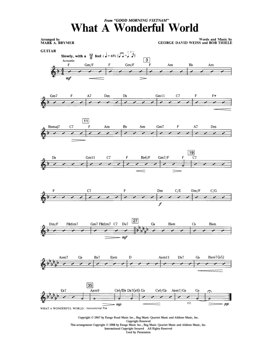 What A Wonderful World - Guitar Choir scores gallery preview page 1