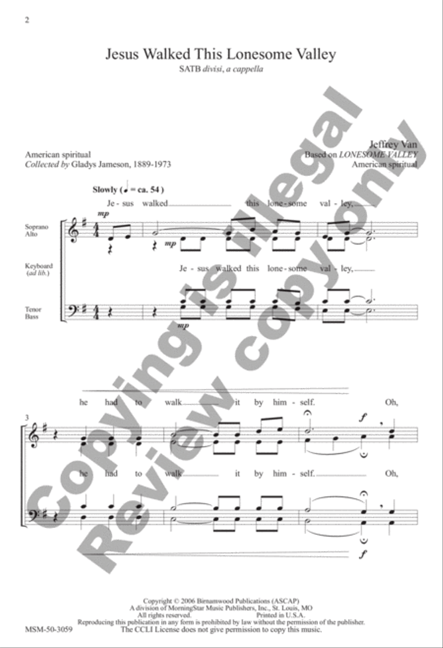 Jesus Walked This Lonesome Valley Divisi scores gallery preview page 2