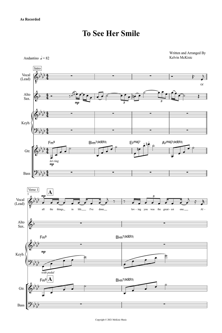 To See Her Smile (Vocal Edition) Jazz Ensemble scores gallery preview page 1