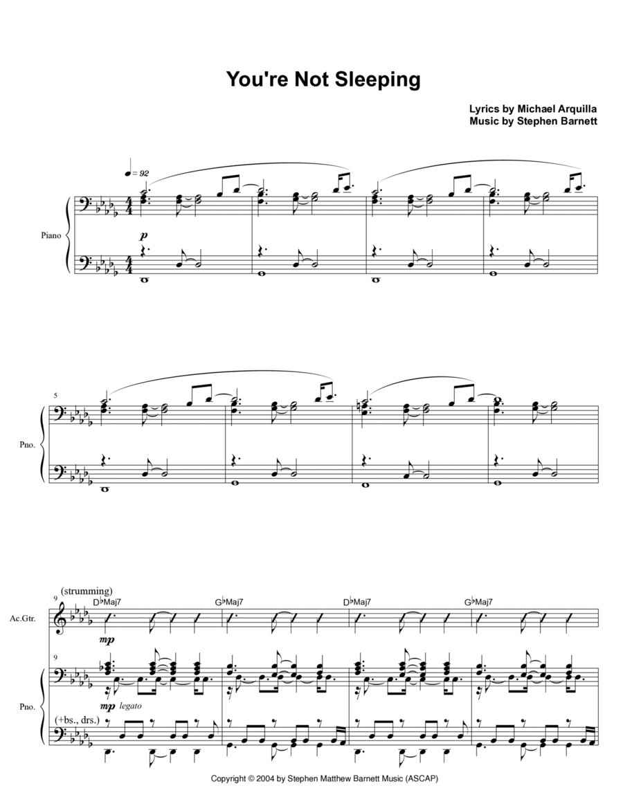 You're Not Sleeping You're Not Sleeping Piano, Vocal, Guitar scores gallery preview page 1