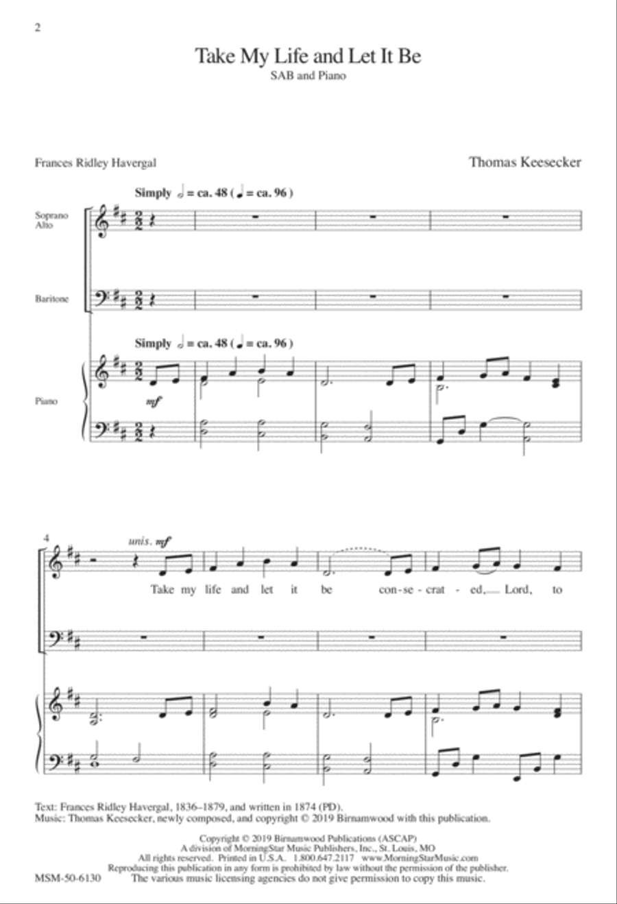 Take My Life and Let It Be 3-Part scores gallery preview page 1