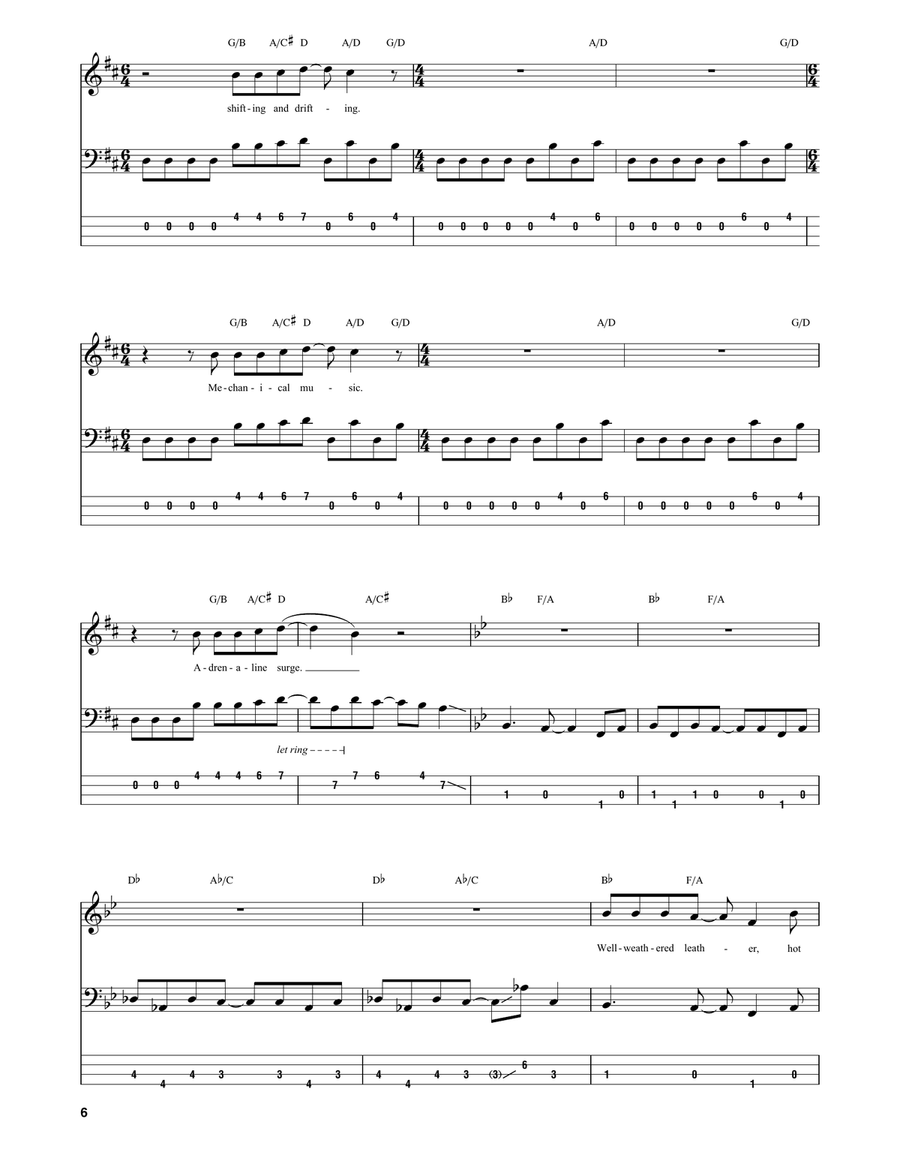 Red Barchetta Bass Guitar Tablature scores gallery preview page 6