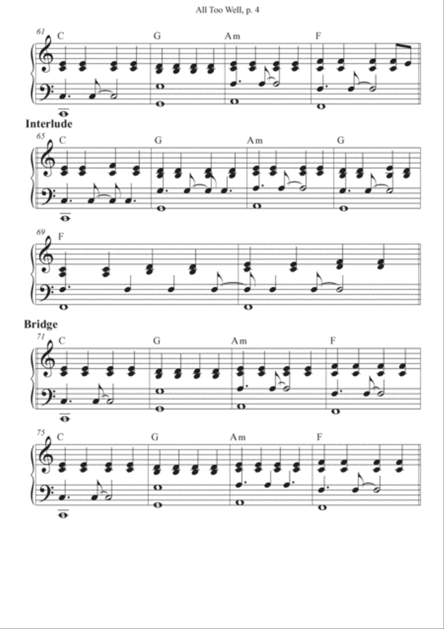 All Too Well Easy Piano scores gallery preview page 4