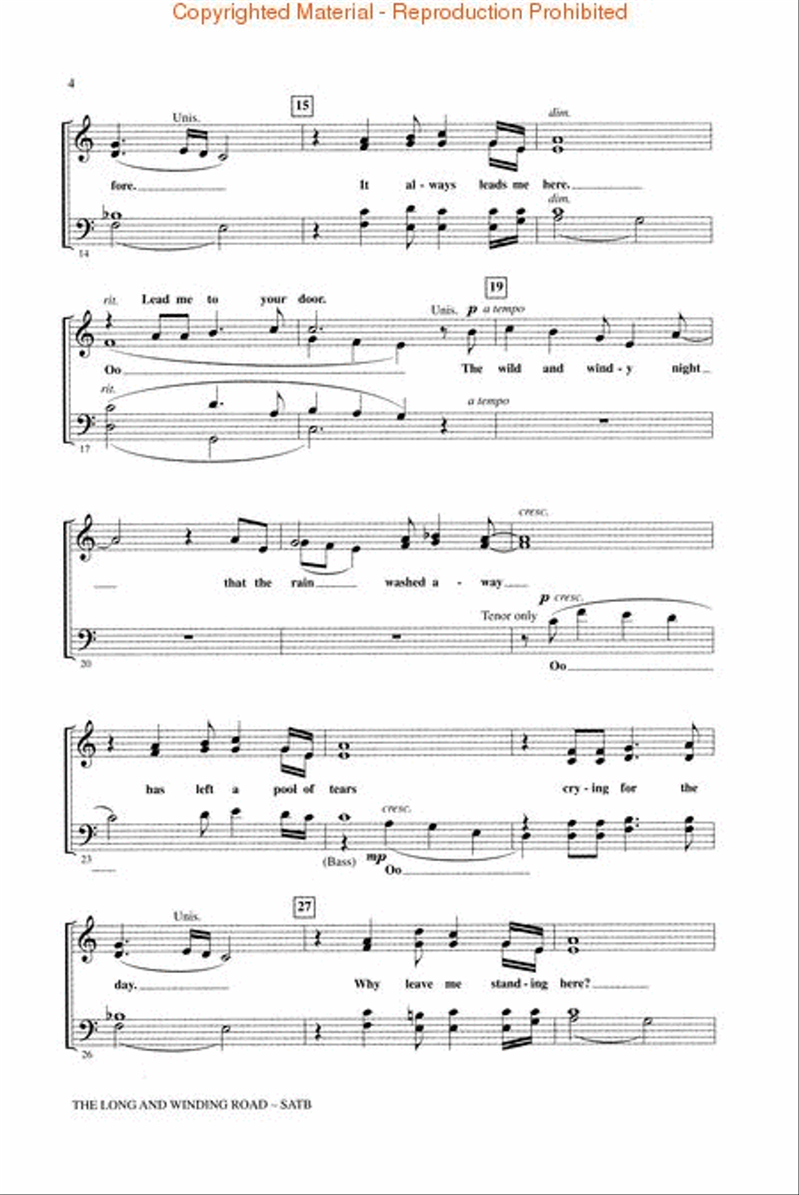 The Long and Winding Road 4-Part scores gallery preview page 3