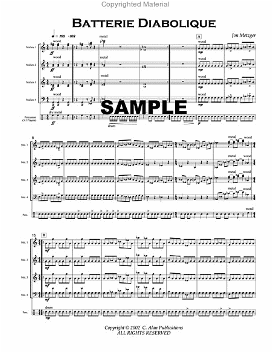 Batterie Diabolique (score only) Percussion Ensemble scores gallery preview page 2