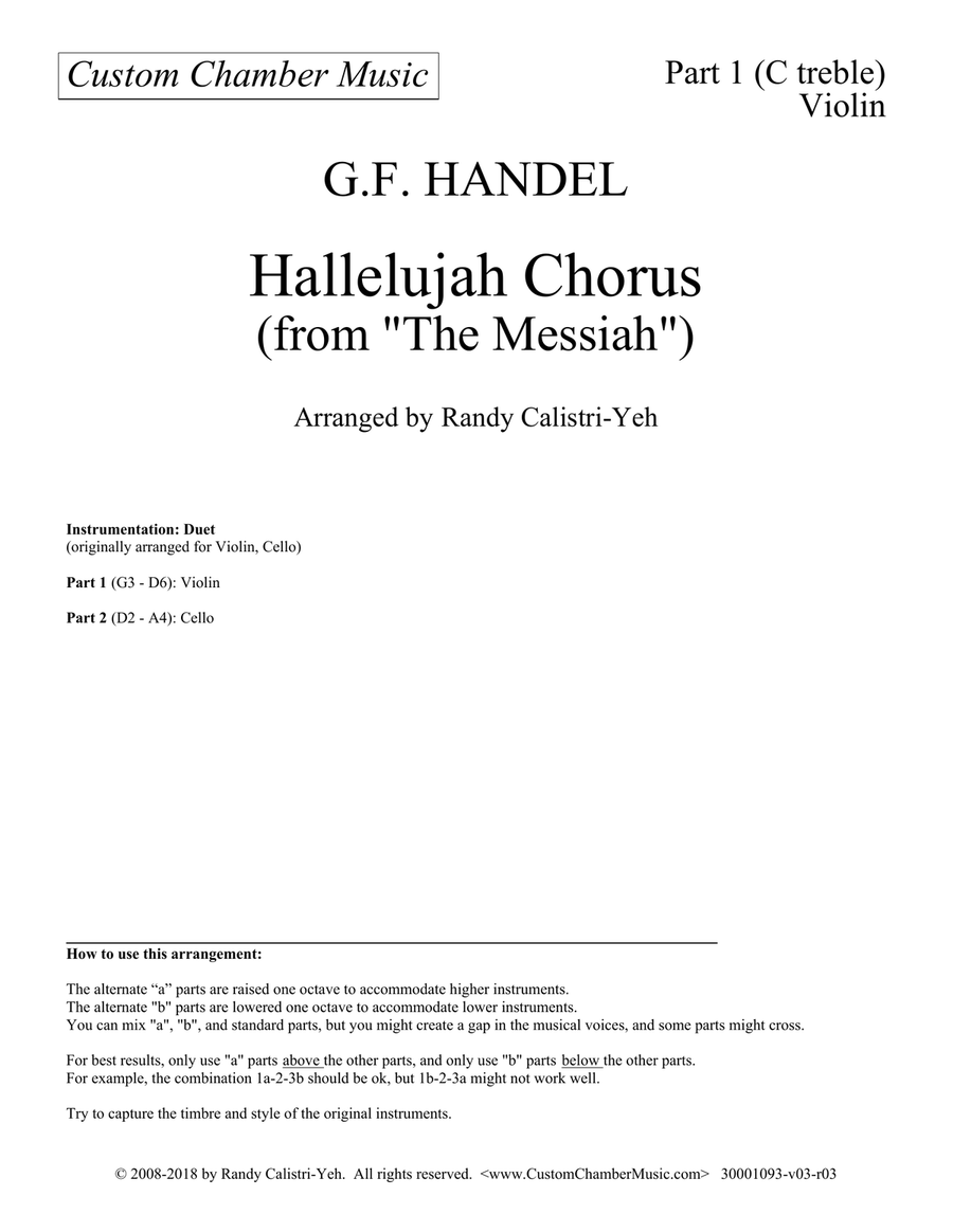 Hallelujah Chorus - Handel Messiah (violin/cello duet) String Duet scores gallery preview page 5