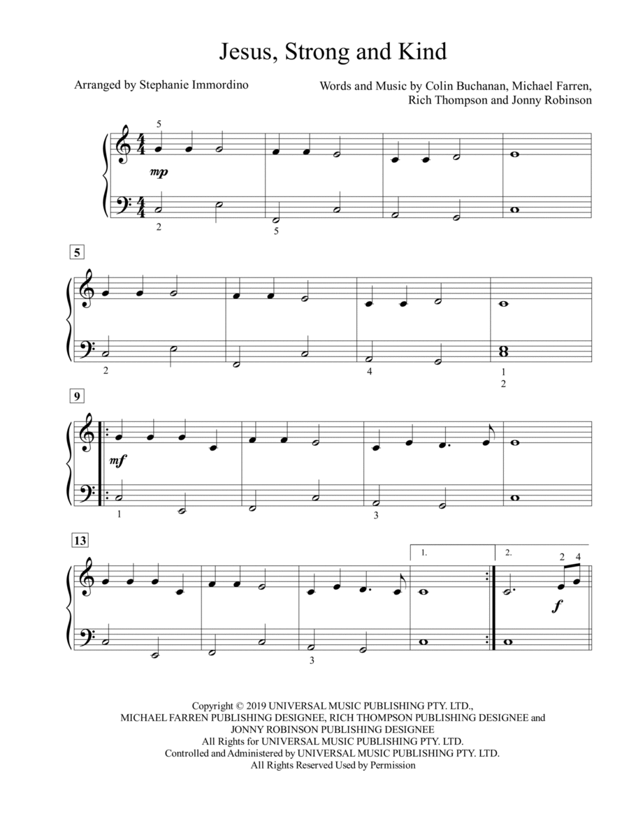 Jesus, Strong And Kind Jesus, Strong And Kind Easy Piano scores gallery preview page 1