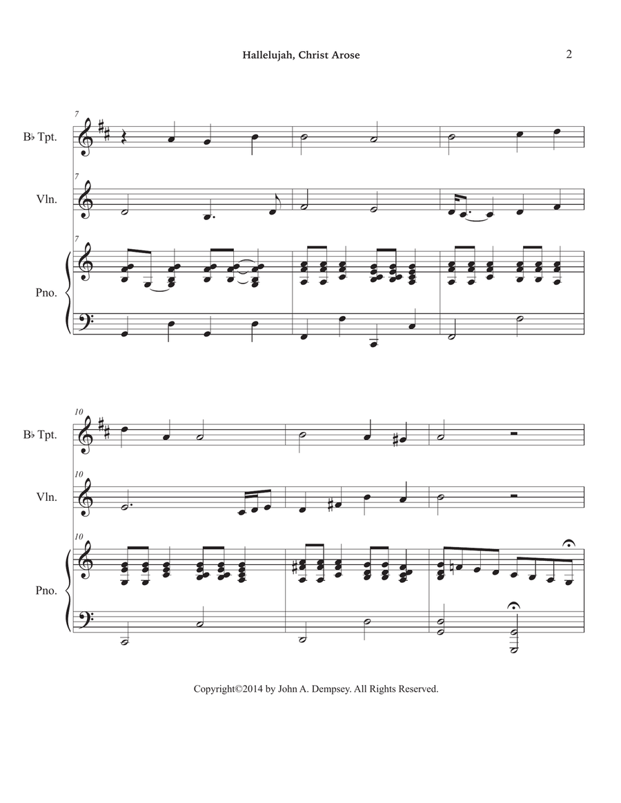 He Arose (Trio for Trumpet, Violin and Piano) Small Ensemble scores gallery preview page 6